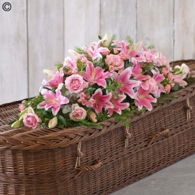 Lily and Rose Casket Spray Pink